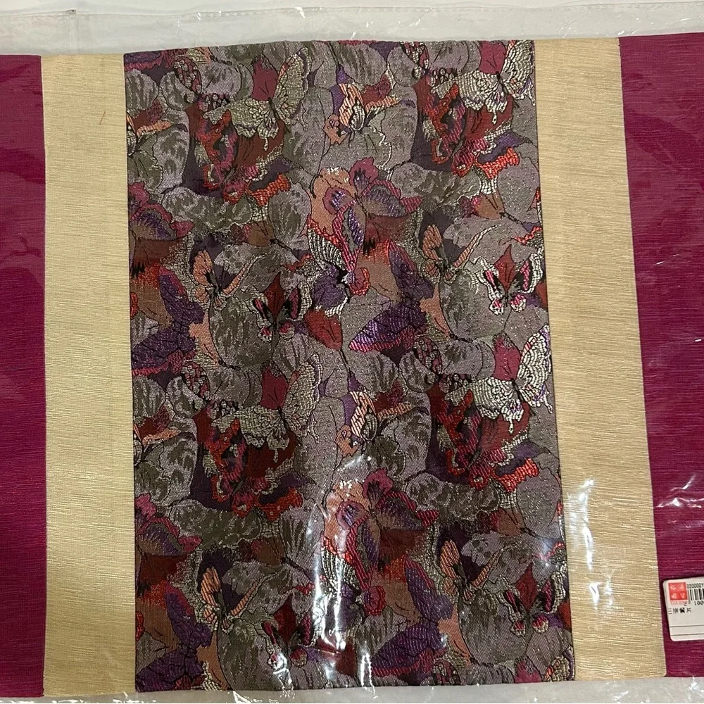 Handmade Silk Brocade Tablecloth – Shiny Jacquard Butterfly Art Textile